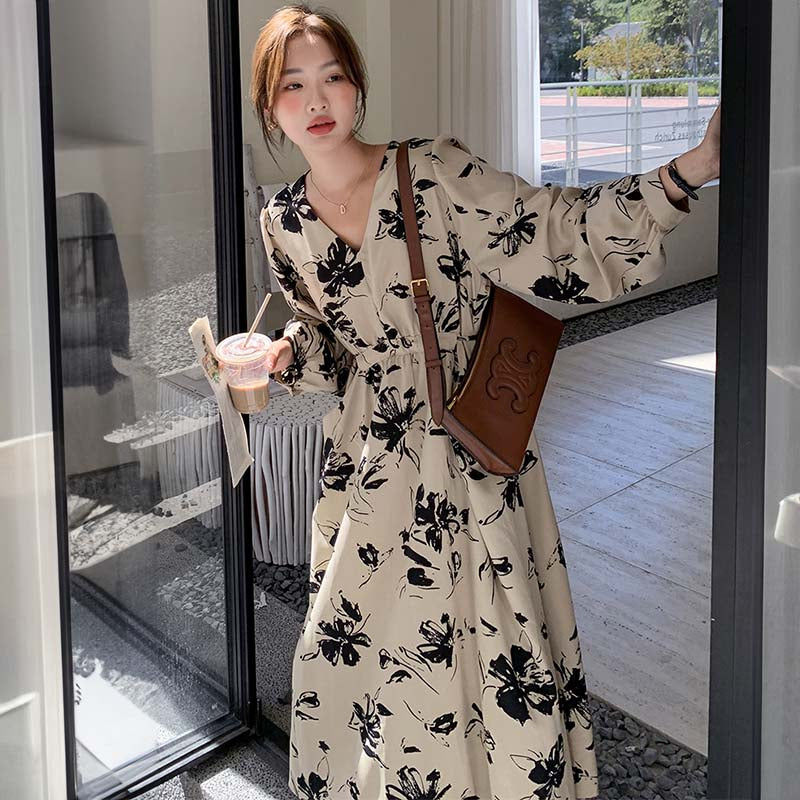 【即納】フラワープリントワンピース