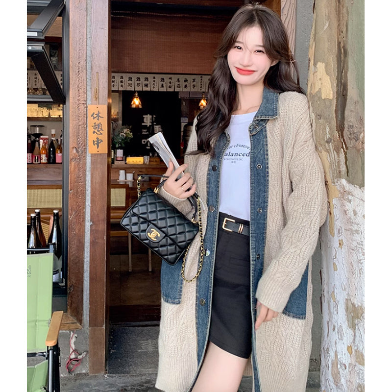 デニムMIXカラーニットコーディガン