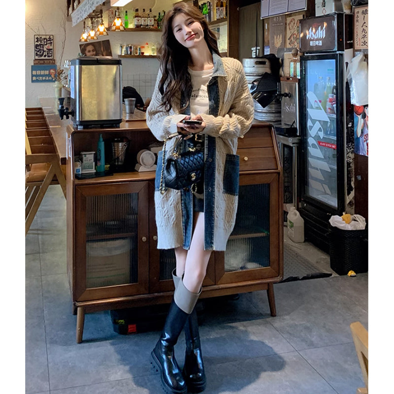 デニムMIXカラーニットコーディガン