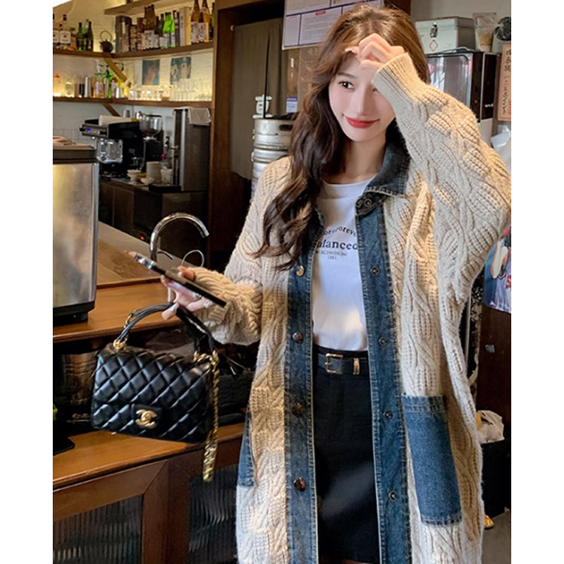 デニムMIXカラーニットコーディガン