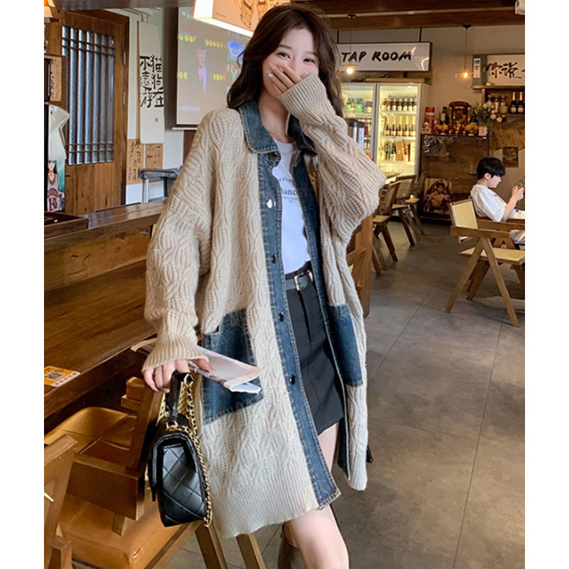 デニムMIXカラーニットコーディガン