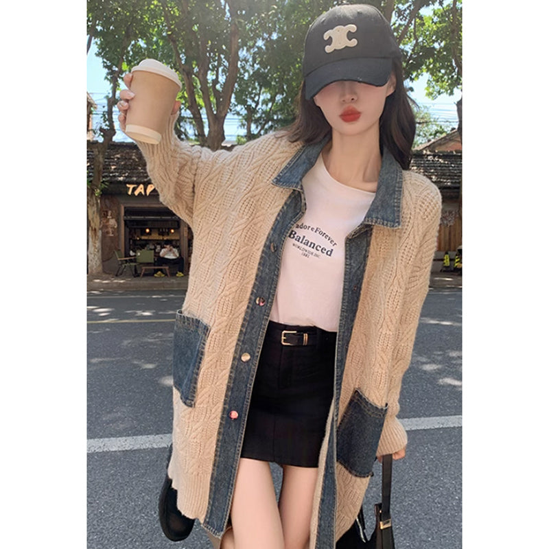 デニムMIXカラーニットコーディガン