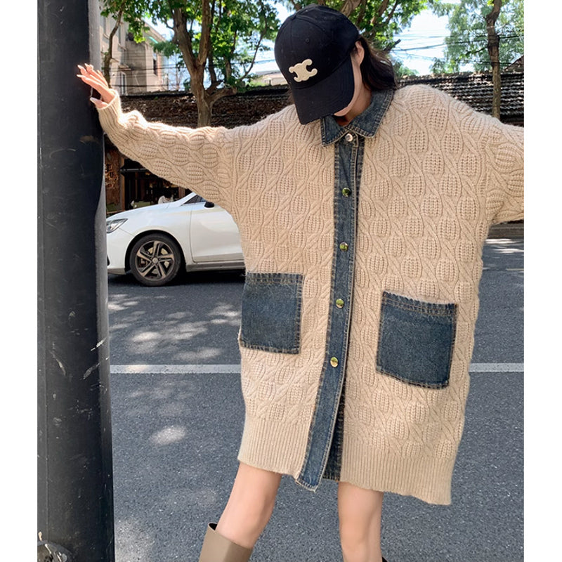 デニムMIXカラーニットコーディガン