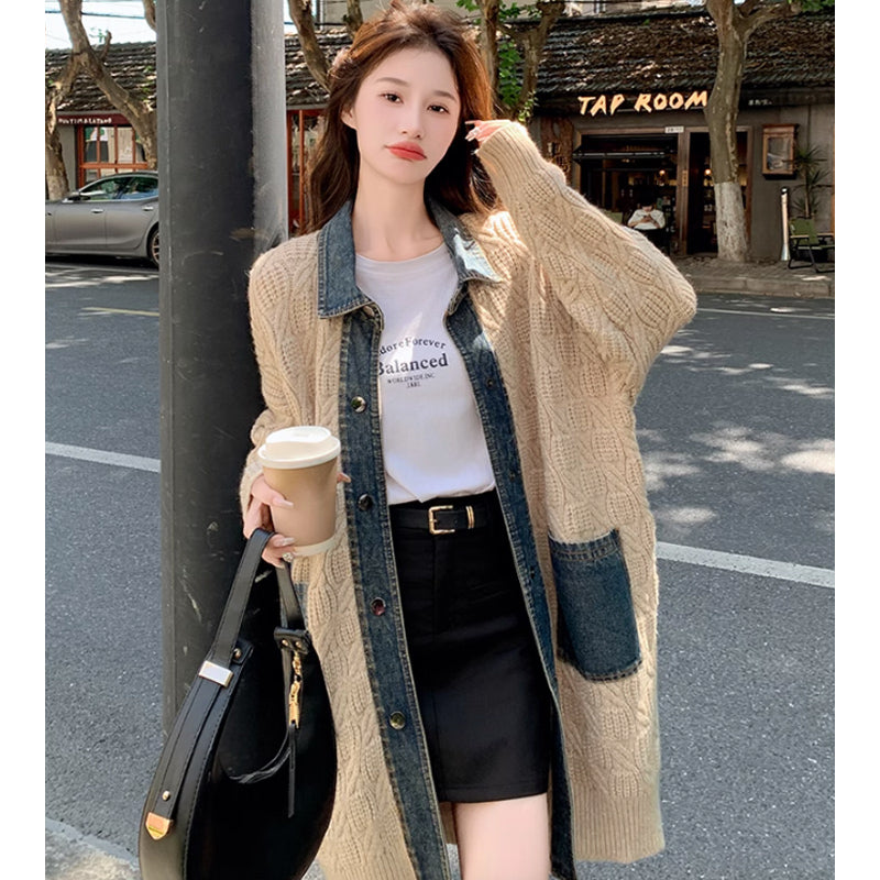 デニムMIXカラーニットコーディガン