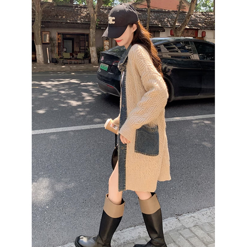 デニムMIXカラーニットコーディガン