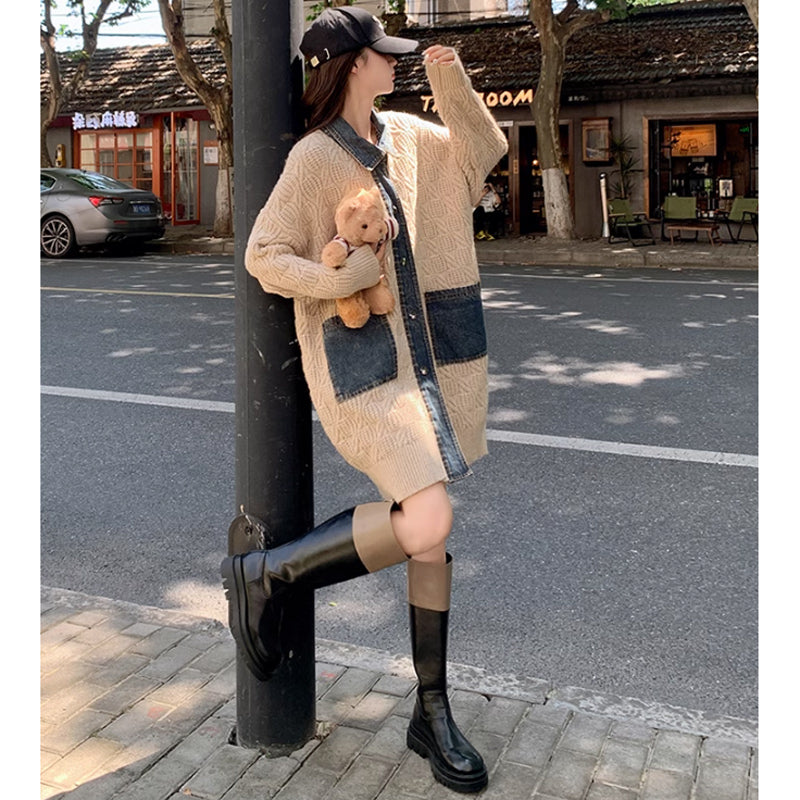 デニムMIXカラーニットコーディガン