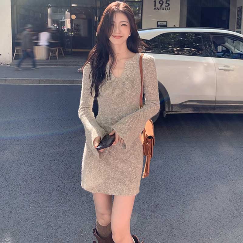 フレアスリーブニットワンピース(2colors)