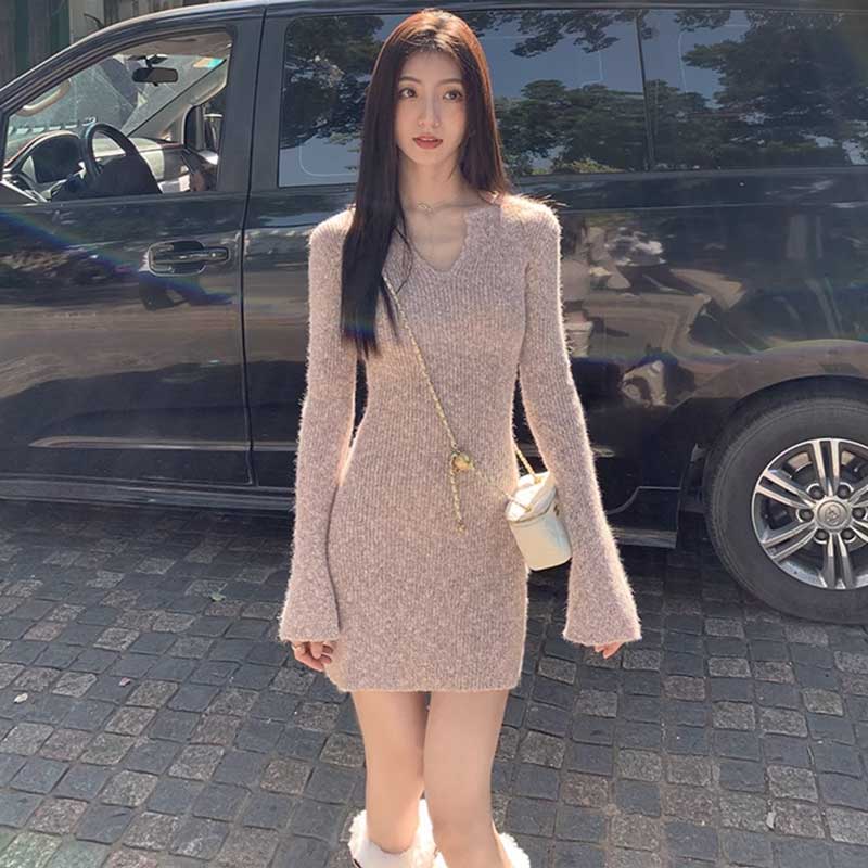 フレアスリーブニットワンピース(2colors)