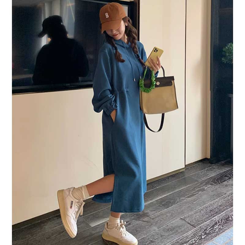 【即納】スウェットフーディーワンピース