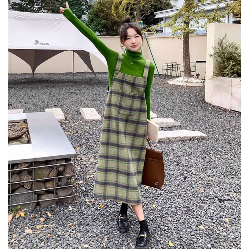 【即納】チェックサスペンダーサロペット