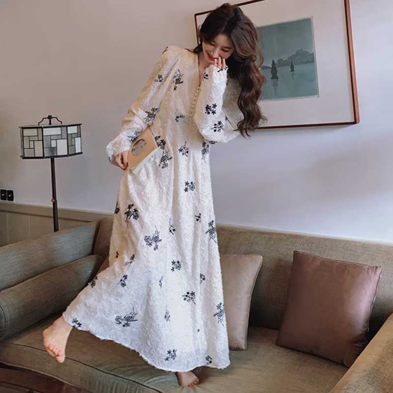 【即納】ジャガードシフォンフローラルマキシワンピ