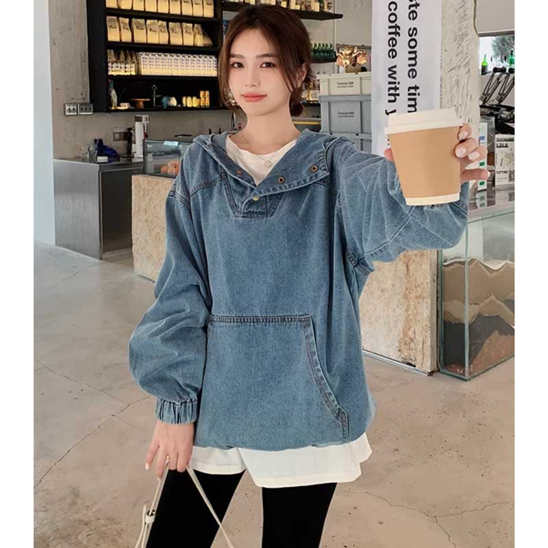 【即納】オーバーサイズデニムフーディー
