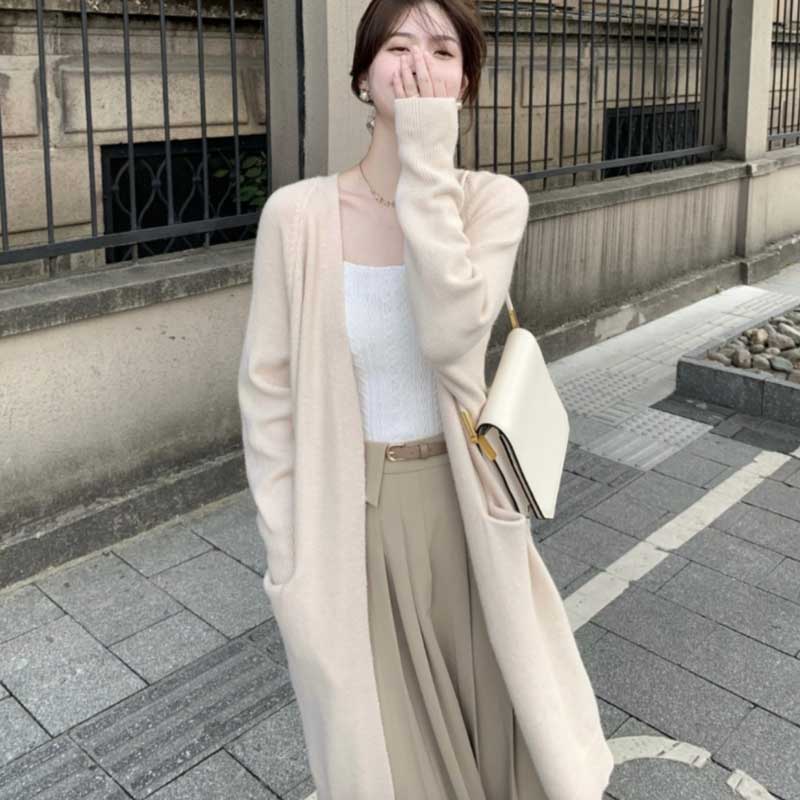 ミディ丈ニットカーディガン (2colors)