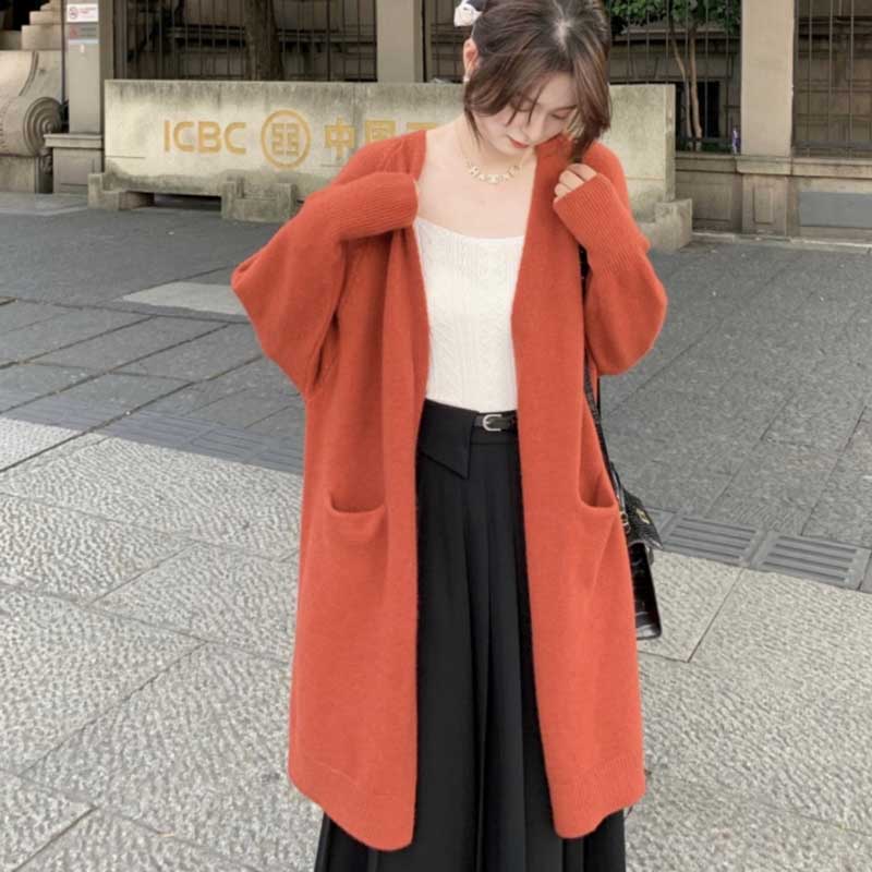 ミディ丈ニットカーディガン (2colors)