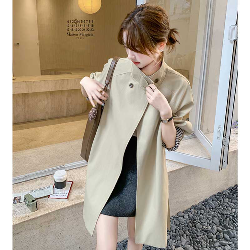 【即納】スタンドカラーミディ丈コート