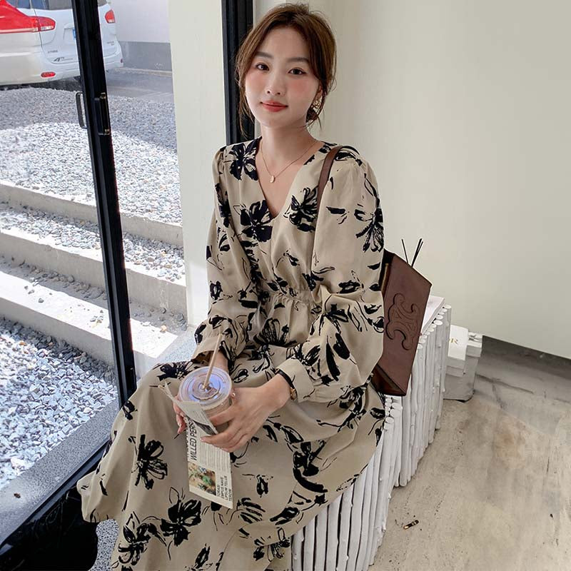 【即納】フラワープリントワンピース