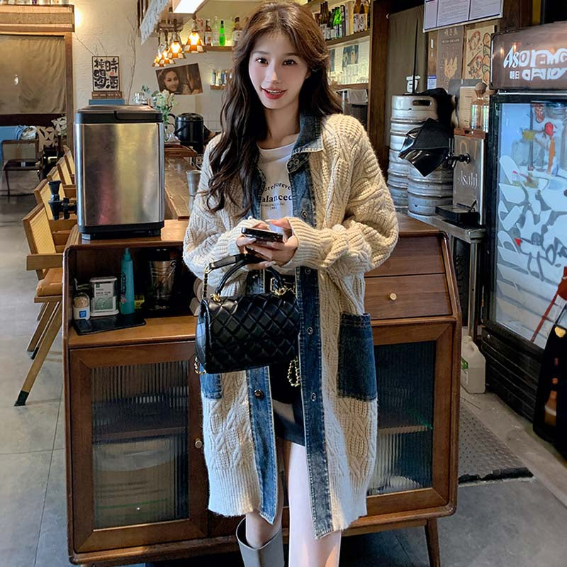 デニムMIXカラーニットコーディガン