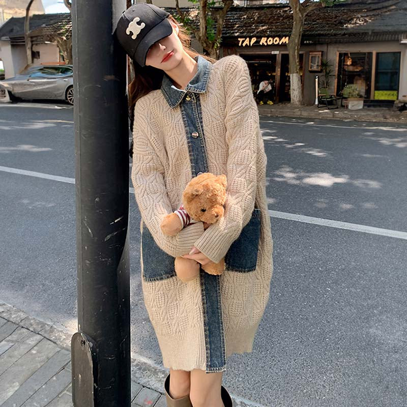 デニムMIXカラーニットコーディガン