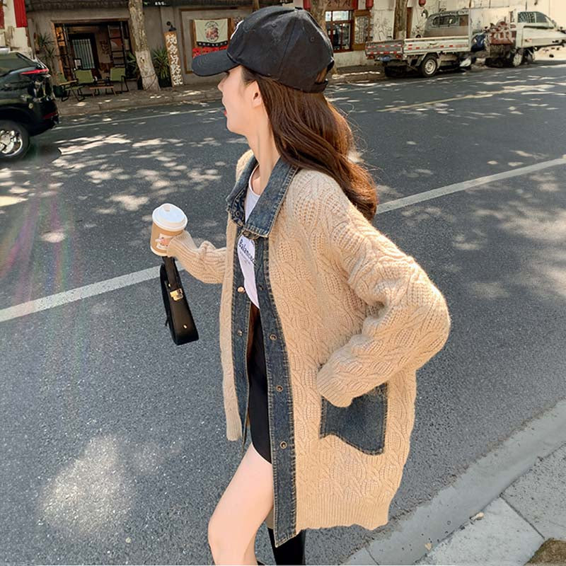 デニムMIXカラーニットコーディガン