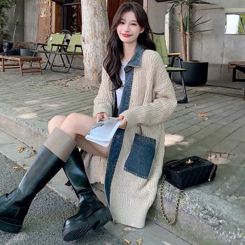 デニムMIXカラーニットコーディガン