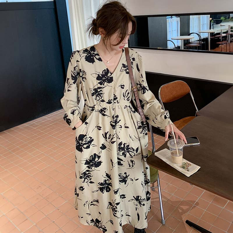 【即納】フラワープリントワンピース