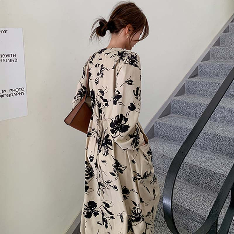 【即納】フラワープリントワンピース