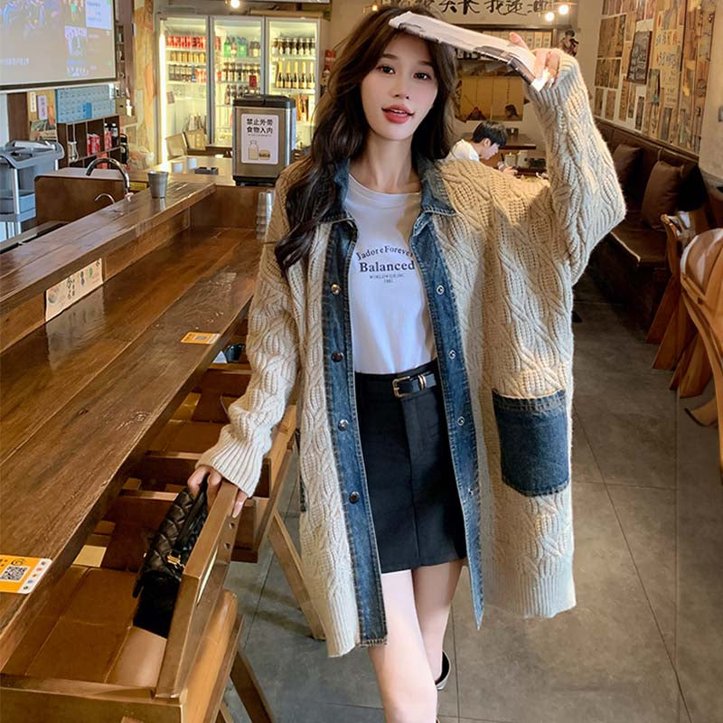 デニムMIXカラーニットコーディガン