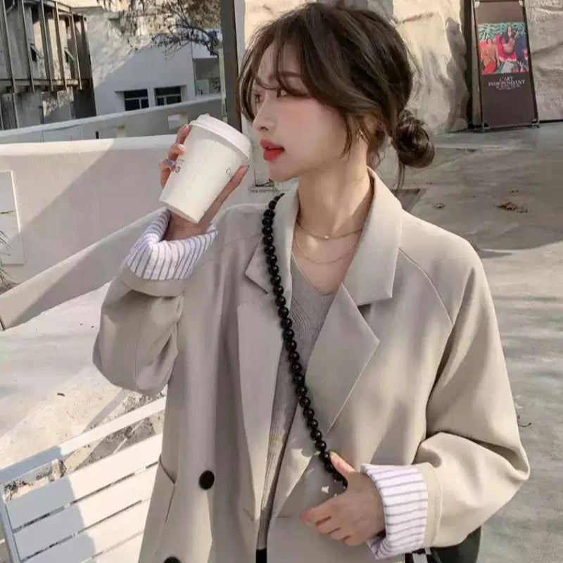 【即納】ドロップショルダーダブルジャケット