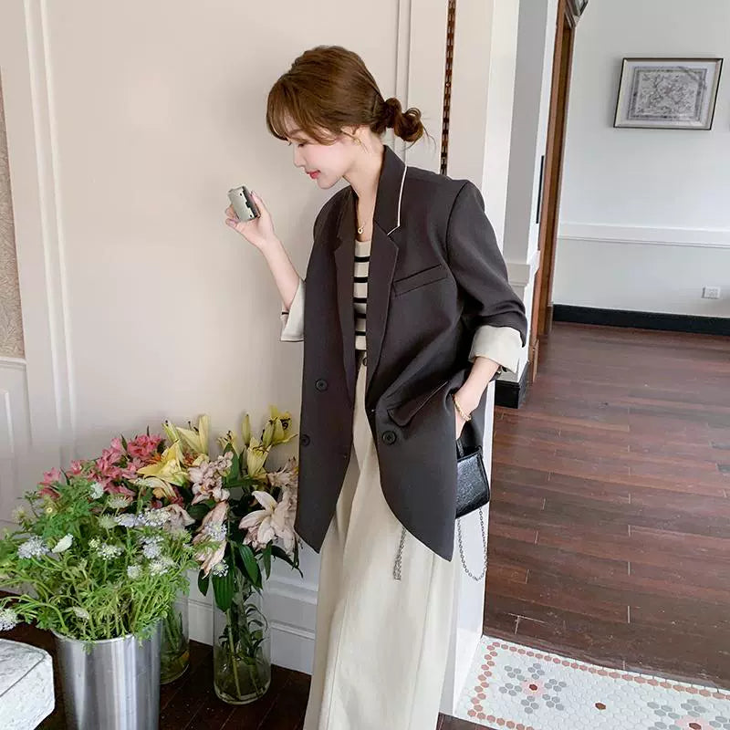 【即納】バイカラーラインテーラードジャケット