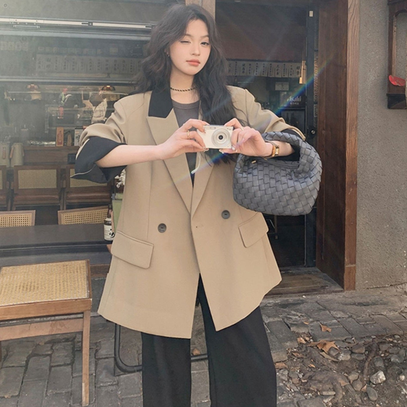 【即納】デザインバイカラージャケット