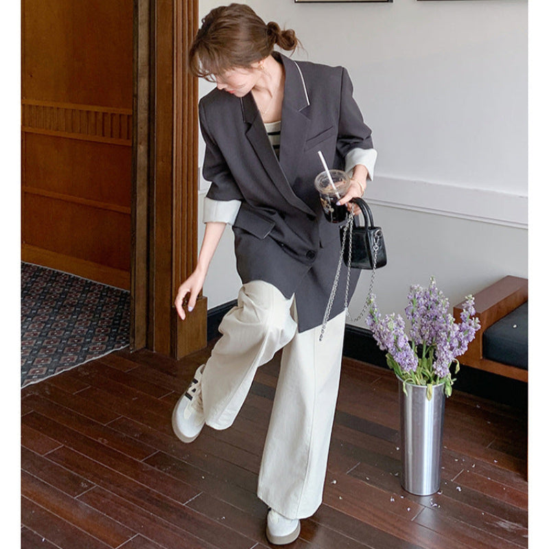 【即納】バイカラーラインテーラードジャケット