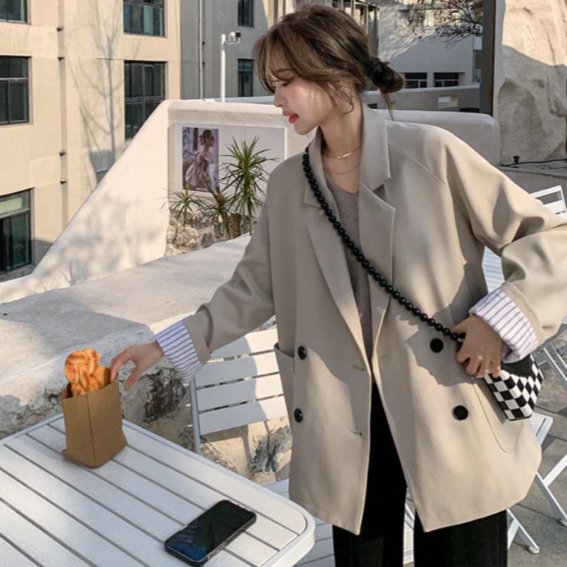 【即納】ドロップショルダーダブルジャケット