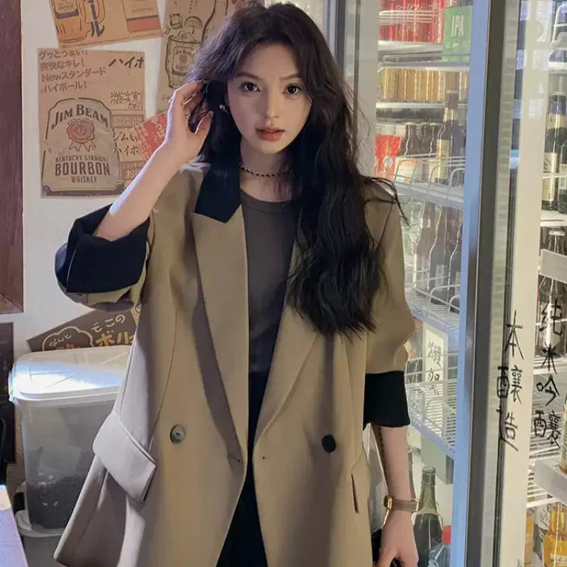 【即納】デザインバイカラージャケット